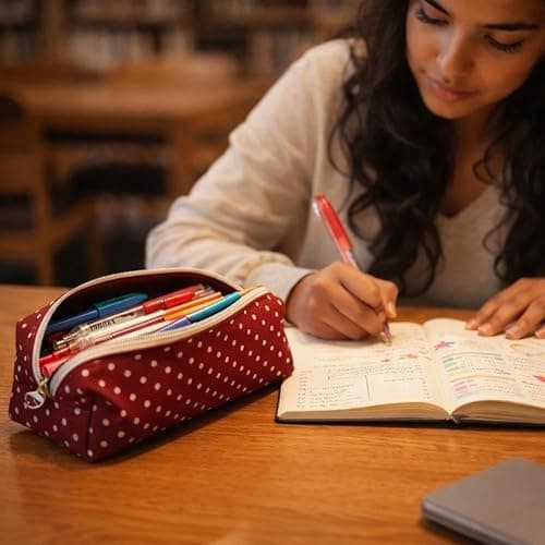 Polka Dot Pencil Case Cute Large Pencil Pouch for School Supplies Retro Dot Aesthetic Stationery Organizer Box for Girls Boys Teens Adults Office Travel Makeup Bag Cosmetic Pouch Gift Idea thumbnail 2