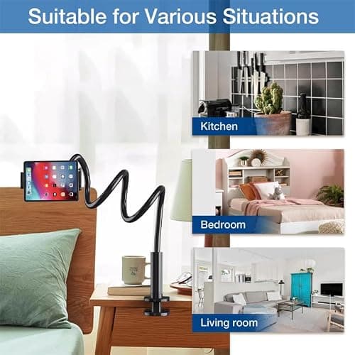Lazy Handy-Halter, Handy-Clip, Betthalter, DIY, verstellbare lange Arm-Schwanenhals-Handyhalterungen, Lazy Bracket langer Arm-Clip, Klemmhalterung für Bett/Schreibtisch (schwarz) thumbnail 9