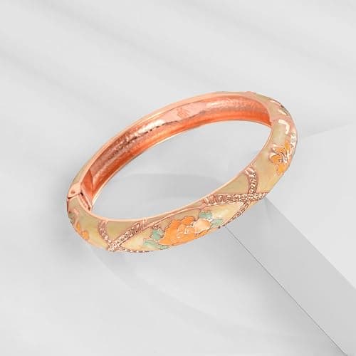 UJOY Bangles 5 Pcs Enamel Jewelry Set Rose Flower Engraved Cloisonne Bracelets Pack in a Box 5PCS thumbnail 3