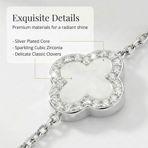 SHINYY Four Leaf Clover Bracelet for Women | 18K Gold Plated Cubic Zirconia Link Bracelet | 4 Leaf Lucky Jewelry Gift for Her thumbnail 3