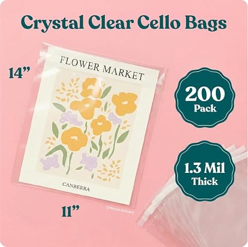 11x14 Self Sealing Cellophane Bags (200 Pack) - Resealable Adhesive | Clear Poly Bags, Plastic Sleeves for Gifts, Photos, Prints, Envelopes, Documents - Pack It Chic thumbnail 2