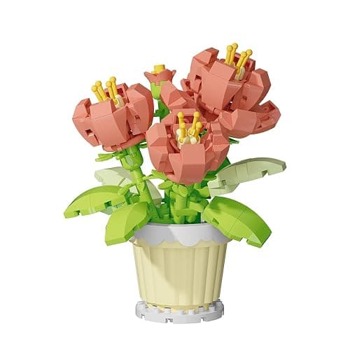 Peony Lily of the Valley Flower Mini Bonsai Plant Building Toy Set | Potted Botanical Particle Micro Blocks, Artificial Bricks Decor Presents for Adults Girls - Image 1