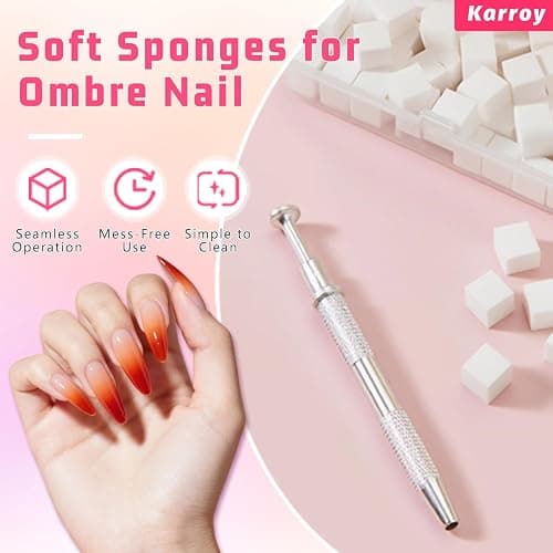 Nail Sponges for Ombre Gel Polish Patting Sponge Grabber Pat Nails Art Tool | Nail sponges for ombre gel polish patting nail art: 120pcs sponges and grabber pen.Patting gel polish palette paint tools kit thumbnail 2