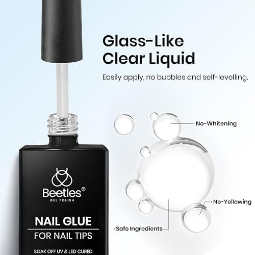 Beetles 9 in 1 Nail Glue Gel for Nail Tips and Clear Acrylic Nails | Long Lasting, Curing Needed UV Extension Glue for False Nail Tips and Clear Press on Nails thumbnail 6
