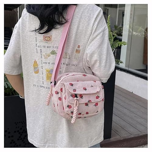 Strawberry bag cute purses for women Corduroy Tote Bag for Women cute crossbody bags for women kawaii purse thumbnail 4