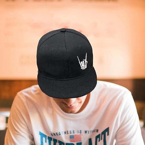 Tijeyi Flat Bill Hats for Men Snapback Skull Hats Black Hat for Teen Boys Skateboard Hats Baseball Cap thumbnail 5