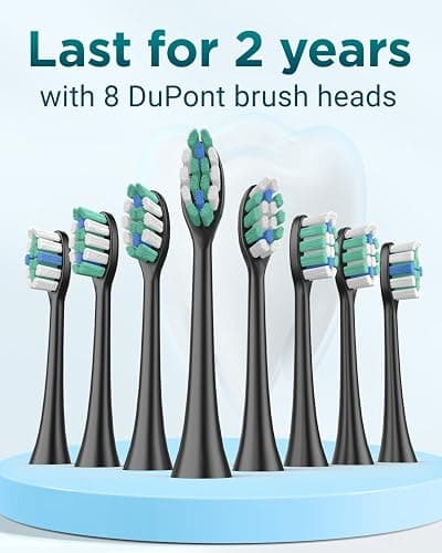 Rtauys S5 Upgraded Sonic Electric Toothbrush for Adults and Kids Ages 12+ with 8 Brush Heads, IPX7 Travel Toothbrush with Case, 2.5 Hours Charge for 120 Days, 5 Modes with Built-in Smart Timer Black thumbnail 6