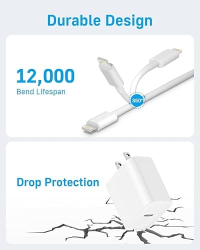 10Ft Charger Fast Charging, MFi-Certified, 20W PD Block with 10Ft Cable, Type C Travel Plug & Cord for 14/13/12/11 Series & More [2 Pack] thumbnail 5