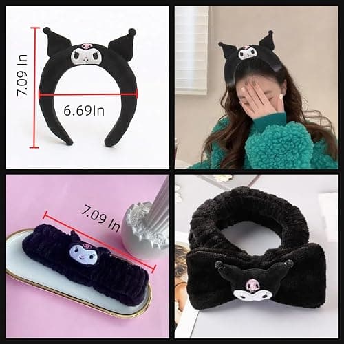 WINBBY 117Pcs Kawaii Cute Stuff Gifts Set Include Headband,Pouch, Hair Band, Hair Ties & Clips, Hairpin, Stickers, Necklace,Bracelet, Keychain(Black) thumbnail 2