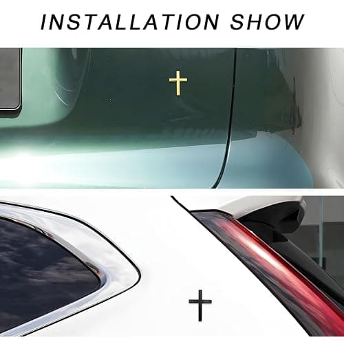 DXNQ 2PCS Metal Jesus Christ Cross Badge Stickers, 2.5"×1.8" Alloy 3D Individual Car Cross Sticker, Self Adhesive Scratch Covering Metal Cross Auto Emblem Decal for Car Body Fender Tail (Black+Golden) thumbnail 6