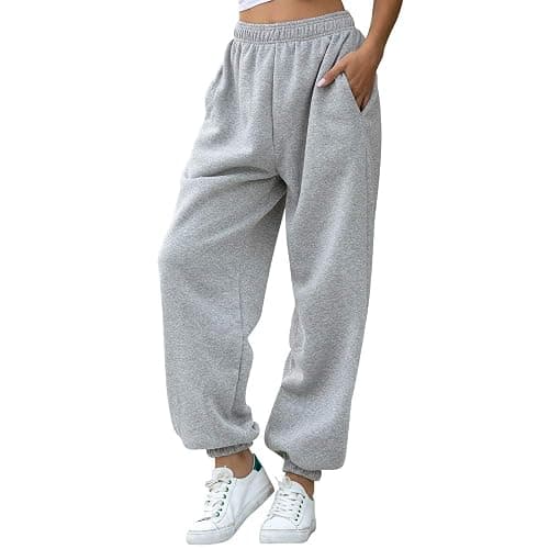 Nuofengkudu Women's Plain Tracksuit Bottoms Harem Joggers Pants with Pockets Tapered Leg Sweatpants Running Workout Casual Lounge Wear - Image 1