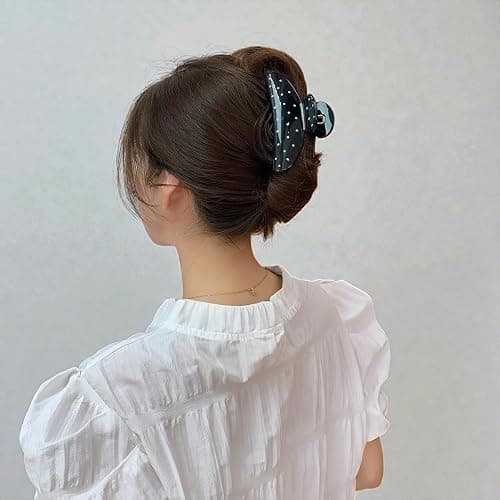 KEMMINTVN Strong Hold Polka Dot Hair Claw Clips Set of 2 for Thick Hair, Non-Slip Daily Styling, Cute All-Season Hair Accessories thumbnail 6