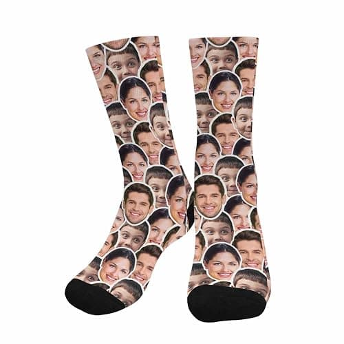 DIYKST Custom Face Socks for Men Women Personalized Photo Socks Love Heart Valentine's Day Christmas Gift for Famliy - Image 1