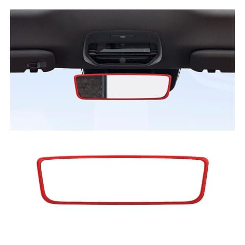 Suvnie Car Rear View Mirror Protector Frame, Silicone Auto Rearview Mirror Edge Protective Cover Compatible with Model 3 Y, Car Interior Rearview Mirror Decor Accessories (Red) - Image 1