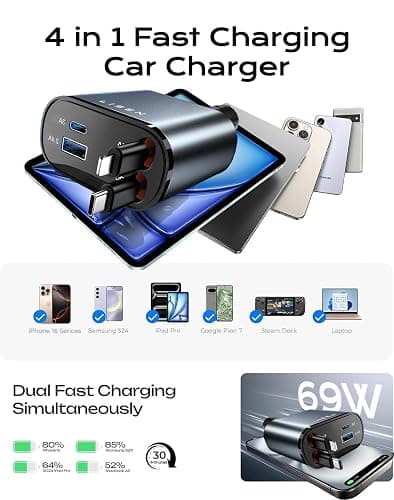 LISEN Retractable Car Charger, Lighting Deals of Today, Retractable Car Phone Charger for iPhone 17 Pro Max Air 16 15 14 13 12 Airpods, iPad, Samsung Pixel 10, Sale Prime for Day Deals Today 2025 thumbnail 6