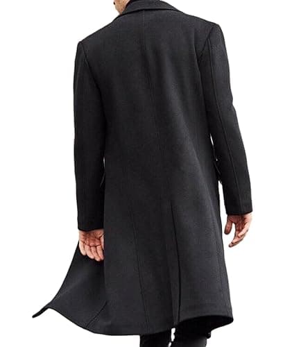 SOMTHRON Men's Casual Trench Coat Slim Fit Notched Collar Long Jacket Overcoat Single Breasted Pea Coat wih Pockets thumbnail 2
