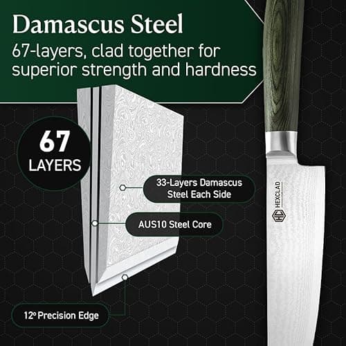 HexClad Chef's Knife, 8-Inch Japanese Damascus Stainless Steel Blade, Pakkawood Handle - 8-Inch Chef's Knife thumbnail 4