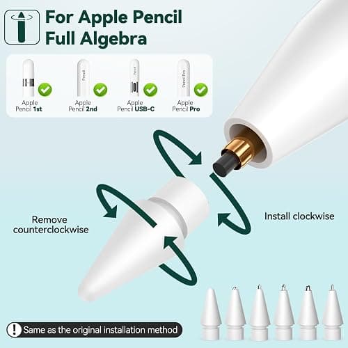 Inesore Pencil Tips for Apple Pencil Pro/1st/2nd/USB-C (6 Pack) | Multiple Styles, Military-Grade Alloy with Nano Coating, 240Hz Overclocked Touch, Wear-Resistant, Anti-Slip,with Storage Case thumbnail 3