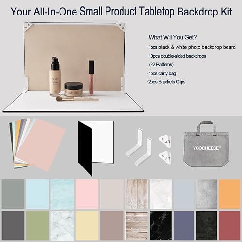 Yoocheese Photo Backdrop for Product Photography, 16.5×11.7in Compact Kit | Tabletop photography for food, jewelry and small products. Designed for UGC creators, online sellers and small businesses. thumbnail 2