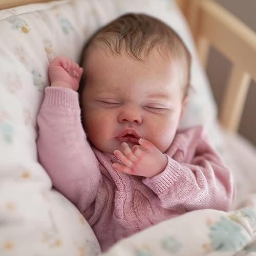 WOOROY Realistic Reborn Baby Dolls – 18-Inch Real Life Sleeping Newborn Girl, Lifelike Doll with Weighted Soft Body, Handmade Gift Toy with Accessories for Kids Age 3+ thumbnail 3