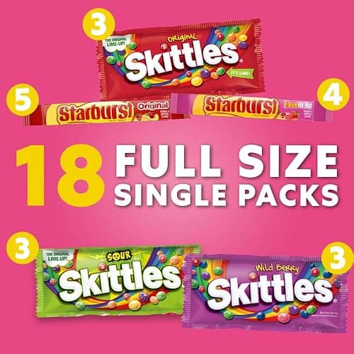 SKITTLES & Starbust Assorted Candy Variety Pack for Holidays, Gifts, Parties, Candy Assortment, 37.05 oz (18 Count) Bulk Box thumbnail 5
