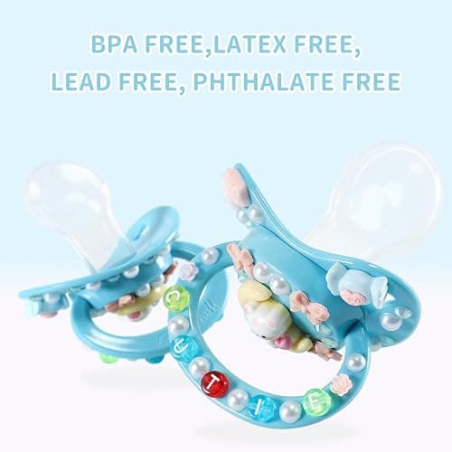 CutiePlusU Adult Sized Pacifier Dummy for Adult-Big Shield DIY Handmade-Blue Moon Bear thumbnail 3