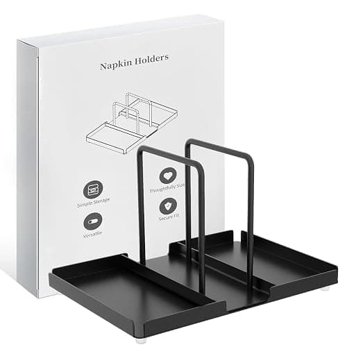 Napkin Holder for Table, Metal Napkin Holder with Salt and Pepper Shakers Caddy, Standing Paper Napkin Storage for Kitchen Dining Table Decor, Black thumbnail 6