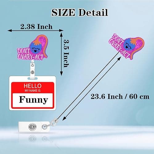 Generic Abamilaka Funny Uterus Badge Reel Holder OBGYN Ob Don't Ovary-Act Nurse Medical Badge Reels Retractable for Nurses Cute Glitter Acrylic CNA RN LPN PCT Nursing Student Badge Clip Gifts - Pink Don't Ovary-act thumbnail 3