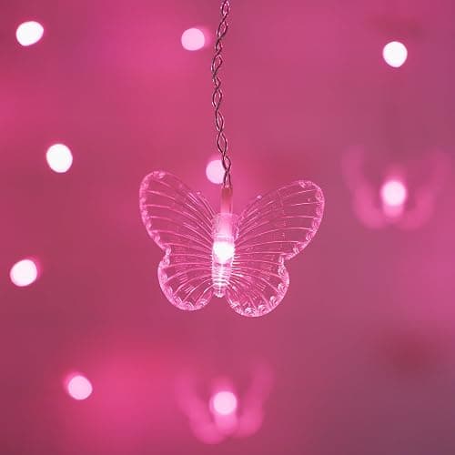 Butterfly Curtain Fairy Lights, 120LED Pink Twinkle String Lights with Romote, 8 Modes USB Powered Christmas Lights for Wedding, Bedroom, Party Decoration thumbnail 5
