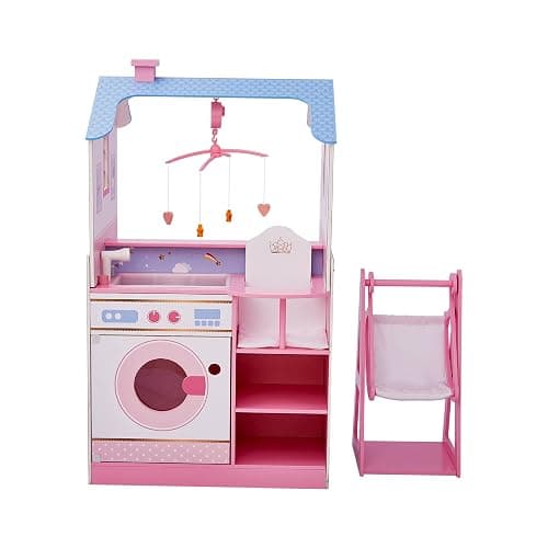 Olivia's Little World Classic Dollhouse Baby Doll Changing Station with Crib, High Chair, Sink, Washing Machine and Separate Swing for Dolls up to 18-in., Multi thumbnail 9