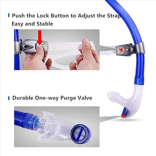 Focevi Swim Snorkel for Lap Swimming,Adult Swimmers Snorkeling Gear for Swimming Snorkel Training in Pool and Open Water,Snorkle Center Mount Silicone Mouthpiece One-Way Purge Valve thumbnail 6