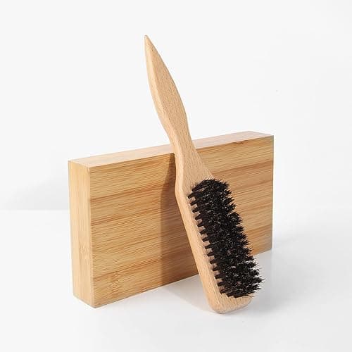 Boar Bristle Slick Back Hair Brush for Sleek Ponytail Bun & Smoothing Baby Hairs, Flyaways, Edge Control - Backcombing & Teasing Hairbrush with Wide Rat Tail for Sectioning & Parting thumbnail 6