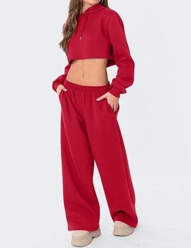LOMON Wide Leg Sweatpants Women Fleece Sweat Pants Fall Spring Clothes 2026 Teen Girl Baggy Jogger Sweatpant with Pockets thumbnail 4