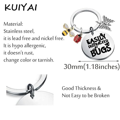 KUIYAI Entomology Gift Future Entomologist Gift Insect Collector Gift Easily Distracted By Bugs Keychain For Nature Lovers thumbnail 2
