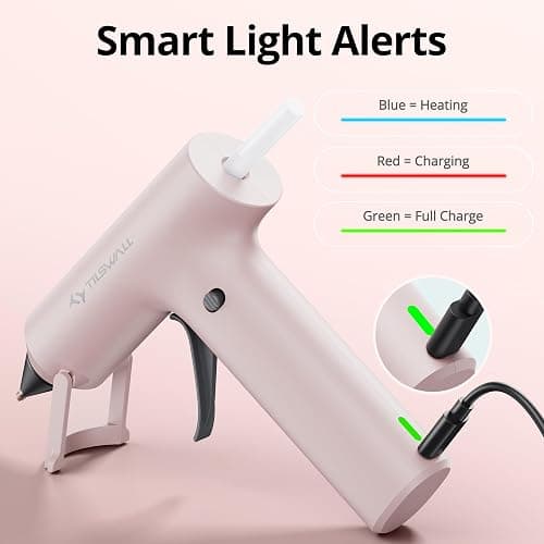 Tilswall Cordless Hot Glue Gun, Fast Preheating with 2000mAh Built-in Battery Hot Melt Glue Gun, 20 Premium Glue Sticks, Mini Glue Gun Ideal for Crafts, DIY Gift, Repairs Pink thumbnail 6