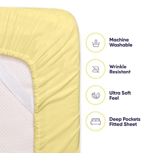 Twin XL Size Bed Sheets - 4 Piece 1500 Supreme Collection Fine Brushed Microfiber Deep Pocket Twin X-Large Sheet Set Bedding - 1 EXTRA PILLOW CASES, GREAT VALUE, Twin XL, Pale Yellow thumbnail 3