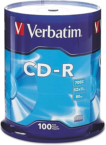 Verbatim CD-R Blank Discs 700MB 80 Minutes 52X Recordable Disc for Data and Music - 100pk Spindle Frustration Free Packaging,Blue - Image 1