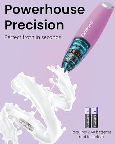 Elementi Electric Pink Milk Frother Handheld - Mini Whisk for Coffee, Matcha and Drinks - Portable Frother & Mixer with Stand (Pastel Pink) thumbnail 5