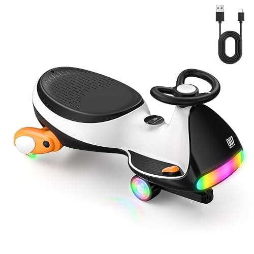 FanttikRide N7 Ultra Electric Wiggle Car with Pedal, Kids Car, MagicMute Motor Swing Car, 2 Speeds Max 4 Mph, 9 Color Modes, Digital Display, Bluetooth, for Ages 3 and Up, 150 Lbs, Penguin Black - Image 1