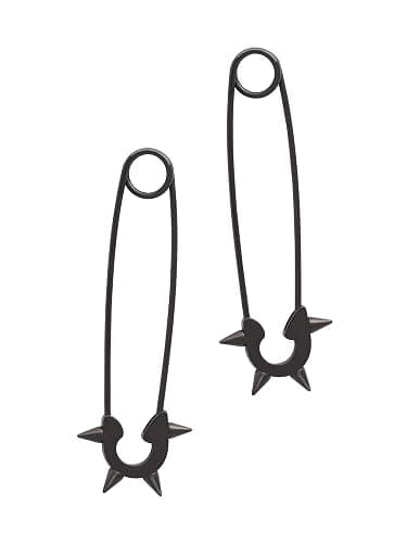 Sacina Black Spike Safety Pin Earrings, Punk Emo Grunge Earrings, Gothic Christmas Gift for Women - Image 1