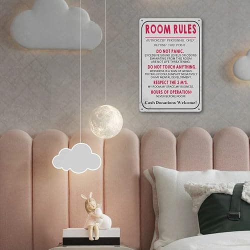 Room Sign For Teen Girls Bedroom Door Decor Teen Boy Room Signs Girl Room Rules Signs Dorm Wall Accessories Cool Things For Teens Funny Metal Tin Sign Gaming Decor 12 X 8 In thumbnail 2