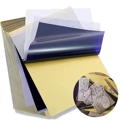 MIUXIA Tattoo Transfer Paper 50 Sheets Tattoo Stencil Paper A4 Size 4 Layers DIY Tattoo Tracing Paper Tattoo Kit Tattoo Supplies - Image 1