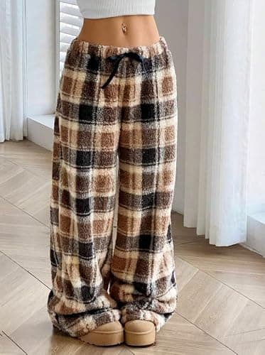 Leopard Pants Women Therian Fuzzy Pajama Pants Y2k Cheetah Pants Grunge High Waisted Fluffy Pants thumbnail 4