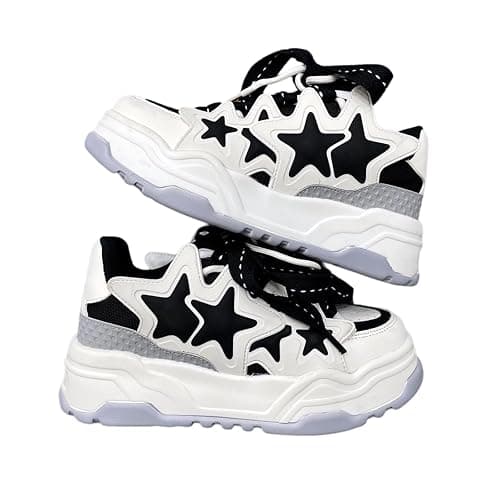 Star Shoes Walking Cute Sneakers for Women Thick Sole Y2K Shoes Walking Shoes Flat Platform Chunky Kawaii Style - Image 1