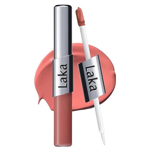 Laka Perfect Twin Lip - Dual-Ended Matte Liquid Lipstick & Clear Gloss | Transfer Proof Color | High Pigmented Lightweight Non-Sticky | Korean Makeup | #902 Busy Coral (Soft Coral Pink), 0.31oz - Image 1