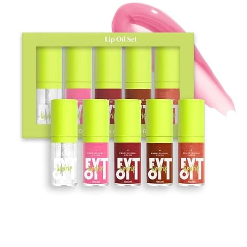 EONFAVE Lipgloss Set, 5 Farben Lip Oil Set, Hydrating Moisturiser Lip Gloss, Lippen Care Lippenöl, Intensiver Glanz und bis zu 12 Stunden Pflege, Lang Anhaltender Feuchtigkeit, Geleeartiger - Image 1