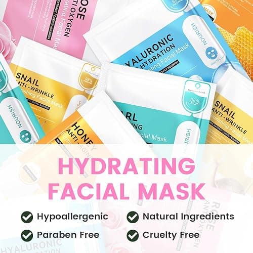 8 Pack Rose Face Mask,Pink Face Masks Spa Day kit Supplies for Teens Girls Women,Sheet Facial Mask Skincare for Kids Gifts Set,Hydrate Nourish Soothe for All Skin Types,Spa Party Favors - 8Pcs-Rose Mask thumbnail 2