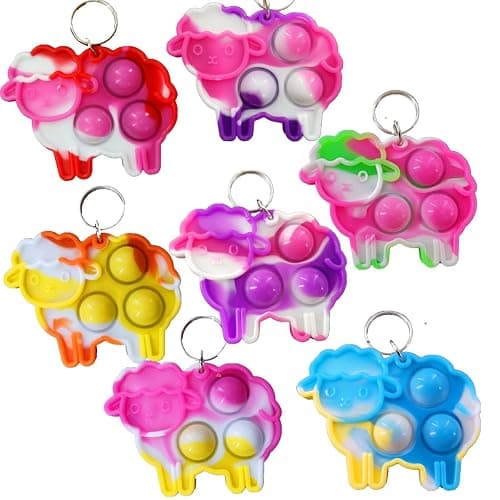 Roaqua 30 Sheep Fidget Pop Gifts Prizes for Kindergarten Kids,Bulk Mini Birthday Graduation Summer Party Favors for Classroom Students - Image 1