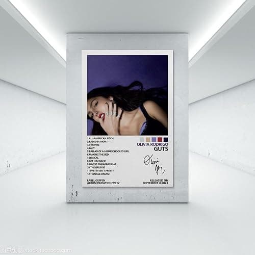 NWQV Olivia Poster Rodrigo Guts Album Cover Poster Wall Art Decorative Painting Bedroom Painting Posters 12x18inch(30x45cm) Unframe-style thumbnail 7