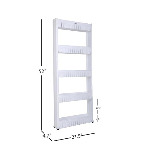 Home-Man Laundry Room Organizer, Mobile Shelving Unit Organizer with 5 Large Storage Baskets, Gap Storage Slim Slide Out Pantry Storage Rack for Narrow Spaces thumbnail 3